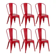 6 Cadeiras Iron Tolix Aço Metal Industrial Vintage Cores Cor Da Estrutura Da Cadeira Vermelho