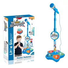 Micrófono Juguete Con Base Bocina Luces Infantil Karaoke