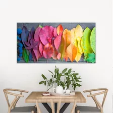 Cuadro Decorativo Hojas Coloridas Para Sala Comedor Moderno