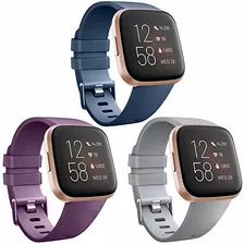 3 Mallas Para Fitbit Versa Gray, Navy Blue, Purple / - Small