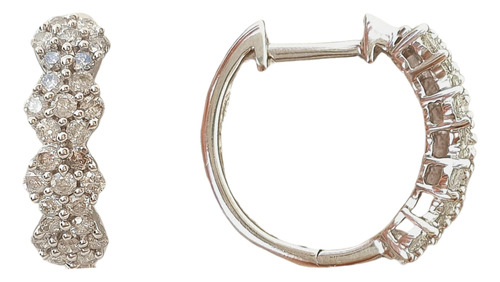 Brinco Argola Argolinha De Ouro 18k 750 Com Diamantes 0,56ct Branco