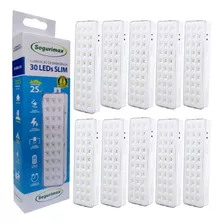 Kit 10 Lâmpadas Luminária De Emergência 30 Leds Bivolt Segur