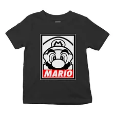 Playera De Niño Manga Corta Nintendo Original Mario Bros B&w