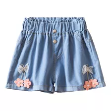 Short De Mezclilla Con Botones Para Niñas