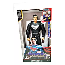 Boneco Vingadores Superman Black Avengers 30cm C Som E Luz