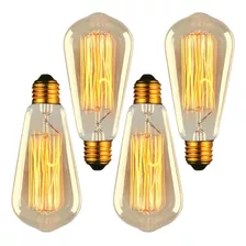 Kit 4 Lâmpada Retro Decorativa Filamento Vintage Dimerizável Cor Da Luz 4xst64 127v