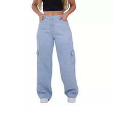 Calça Meninas Baggy Juvenil Bolso Cargo Cintura Alta