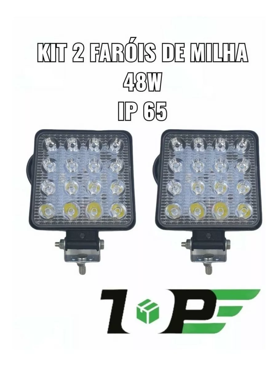 Kit2 Farol De Milha 16 Leds 48w 3000lm 12v Off-road Caminhão
