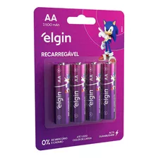 04 Pilhas Baterias Aa 2500mah Elgin Recarregável 2a Pequena 1 Cartela