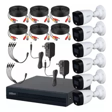 Dahua Kit De Video Vigilancia 6 Cámaras 2 Mp Full Color Con Accesorios Incluidos / Kit Circuito Cerrado Con Detección De Movimiento Y Cámaras De Seguridad De Alta Resolución