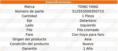 Rejilla Defensa Del Izq Filo Crom C/hoyo P/faro Gol 17/18 Foto 2