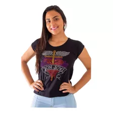 Camiseta Feminina Tshirt Jon Bon Jovi Em Strass 