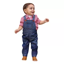 Roupa Fazendinha Menino Festa Infantil Jardineira Camisa 