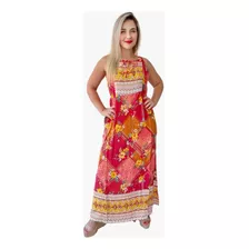 Vestido Feminino Indiano Alça Trapézio Longo Plus Size-5027