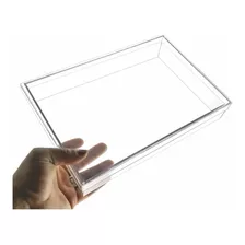 Caixa Acrílica Embalagem Transparente Resistente 35x25x7cm Cor Tampa Presente Liso