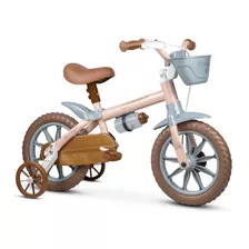 Bicicleta Infantil Nathor Mini Antonella Antonella Aro 12 Freios Tambor Cor Rosa Com Rodas De Treinamento