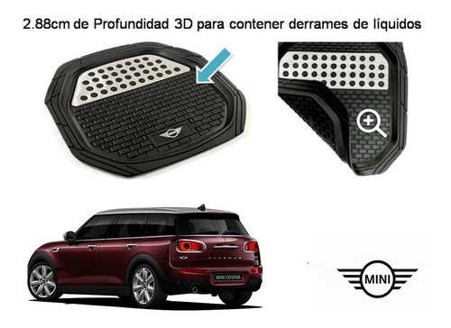 Tapetes 4pz Charola 3d Logo Mini Clubman 2016 A 2019 2020 Foto 5