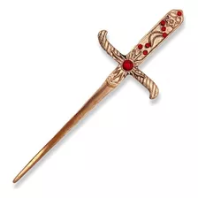 Athame Metal Cobre 19 Cm Com Pedras Vermelhas