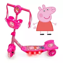 Patinete Musical Infantil Peppa Pig C/ Cesto E Luzes