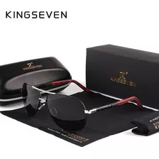 Óculos De Sol Kingseven De Luxo Estilo Aviador Cor Vermelho-cinza Claro Cor Da Armação Prateado Cor Da Haste Vermelho Cor Da Lente Preto