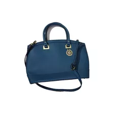 Anne Klein Bolso Hombro Azul Petroleo Dorado 