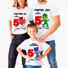 Kit 3 Camisetas Pj Masks Heróis De Pijama Personalizada