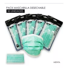 Mascarilla Desechable 3 Capas / Menta / Adulto