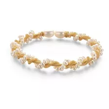 Pulsera Perlas Cultivadas Laminado Oro 14k / Canale Donna 