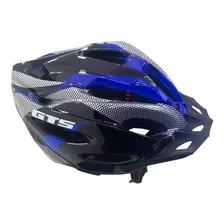 Capacete Com Sinalizador Led Ciclismo Bike Preto Gts Cor Azul/preto Tamanho G-56 Ao 62cm