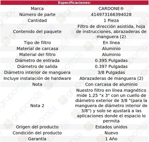 D/h Filtro 3/8 Cardone Plymouth Colt 84-94 Foto 5