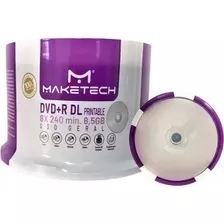 50 Unidades Dvd+r Dl Maketech 8.5gb 8x - Printable