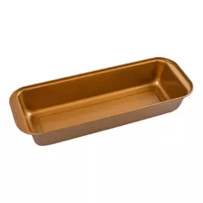 Molde Budinera Rectangular Acero Antiadherente Linea Bronce