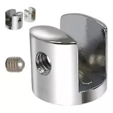 Suporte Fenda Vidro Cromado 20mm - 50 Peças