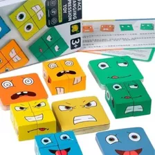 Jogo Das Emoções Cubos De Madeira Face Expression Montessori