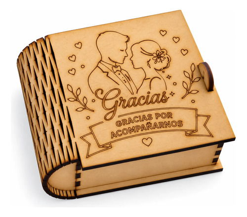 Caja Mdf Boda Casamiento Souvenir Recuerdo Novios Amor X5 Marrón Claro