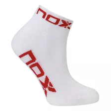 Calcetín Nox Tobillero Blanco Logo Rojo