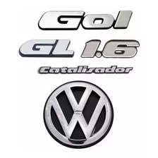 Kit Emblemas Gol Gl 1.6 Catalisador + Vw Mala - Gol Quadrado