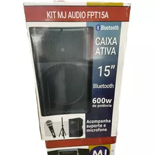 Kit Mj Audio C/ Caixa De Som Suporte E Microfone Fpt15a 600w