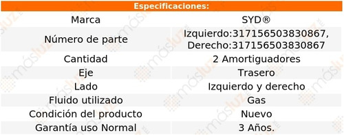 2- Amortiguadores Gas Traseros Acura Tsx 2009/2013 Syd Foto 2