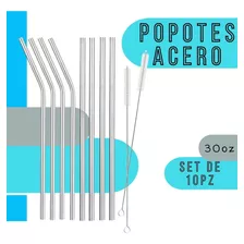 Popotes Acero Inox Set 8 Pz Ecológicos De 30oz Full