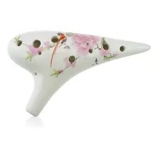 Ocarina Ceramica De 12 Agujeros Diseño Bird Loves Flower 
