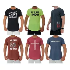 Kit 6 Camisetas Longline Masculina Casual Academia Camisas