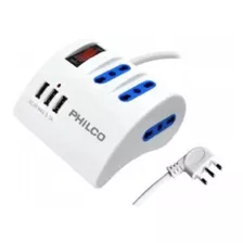 Alargador Zapatilla Con Switch 3 Usb Philco 1,5m Blanco