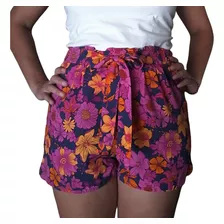 Short De Viscosa Primark España. Floreado. Fucsia Y Naranja