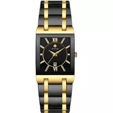 Relógio Wwoor Masculino Luxo Quartzo Black Cor Da Correia Preto/dourado Cor Do Bisel Preto