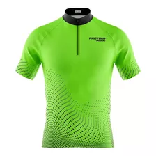 Camisa Ciclismo Manga Curta Masculina Full Verde Uv+50