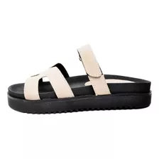 Sandália Papete Chinela Feminina Fivela Off White Dubuy