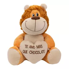 Leão Sentado Te Amo Mais Que Chocolate 27cm Pelúcia