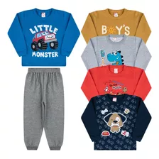 Kit 5 Conjunto Moletom Infantil Menino Inverno Roupa Criança