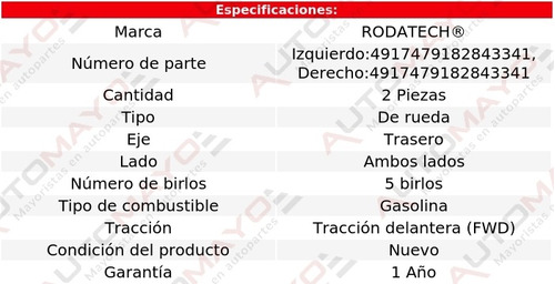 2) Mazas Rueda Traseras Rodatech Sonata L4 2.4l 2015-2019 Foto 2